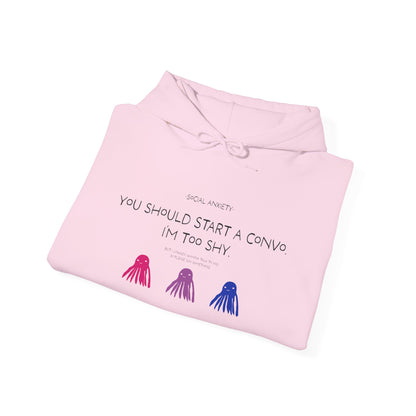 Unisex Bisexual Conversation Starter Hoodie Taki the Tako | You Should Start a Convo, I'm too shy.