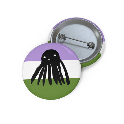 Genderqueer Flag Taki the Tako Pin Button