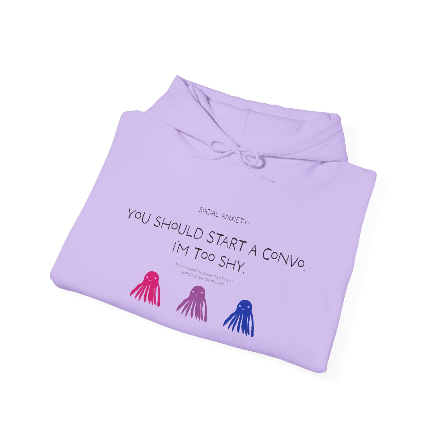 Unisex Bisexual Conversation Starter Hoodie Taki the Tako | You Should Start a Convo, I'm too shy.