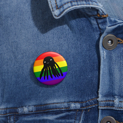 Taki the Tako Pride Flag Pin Button