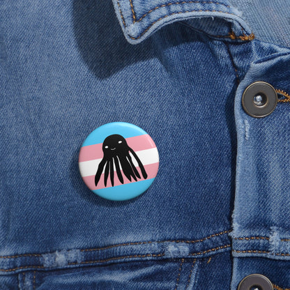 Trans Flag Taki the Tako Pin Button