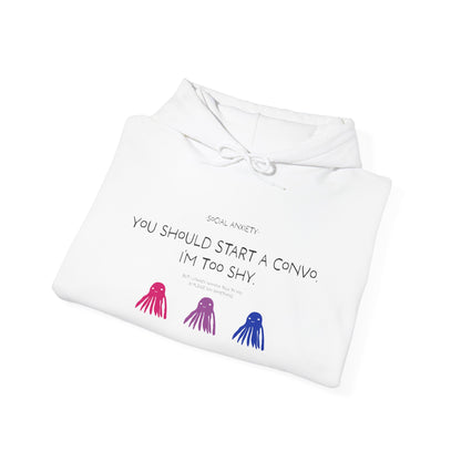 Unisex Bisexual Conversation Starter Hoodie Taki the Tako | You Should Start a Convo, I'm too shy.