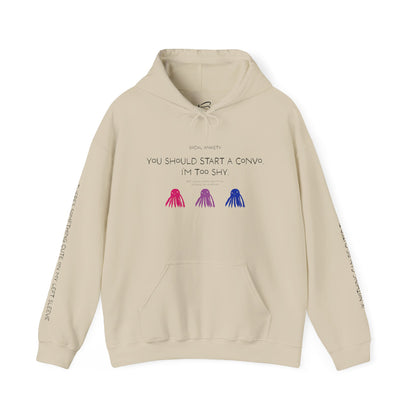 Unisex Bisexual Conversation Starter Hoodie Taki the Tako | You Should Start a Convo, I'm too shy.