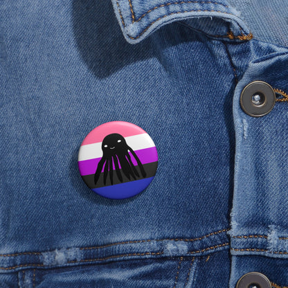 Genderfluid Flag Taki the Tako Pin Button