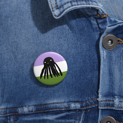 Genderqueer Flag Taki the Tako Pin Button