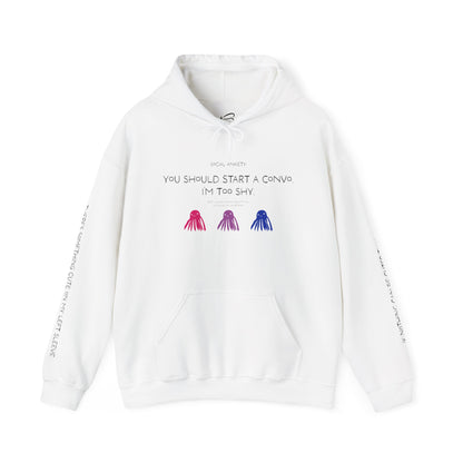 Unisex Bisexual Conversation Starter Hoodie Taki the Tako | You Should Start a Convo, I'm too shy.