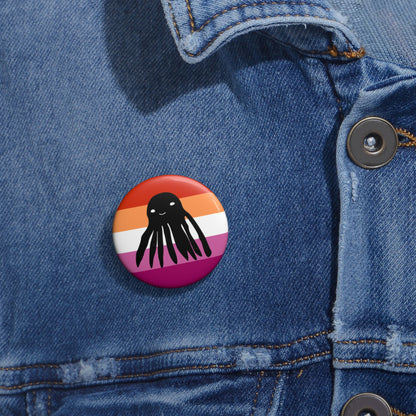 Lesbian Flag Taki the Tako Pin Button