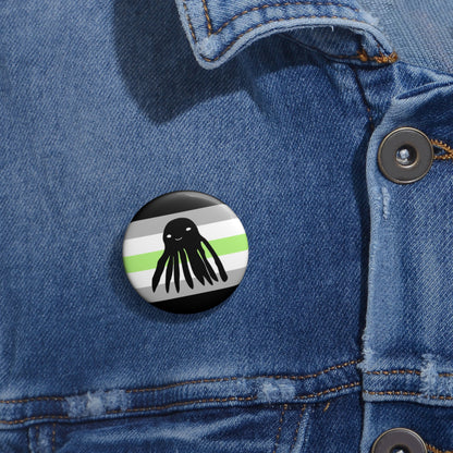 Agender Flag Taki the Tako Pin Button