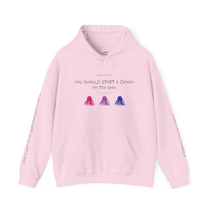 Unisex Bisexual Conversation Starter Hoodie Taki the Tako | You Should Start a Convo, I'm too shy.