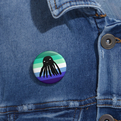 Gay Flag Taki the Tako Pin Button